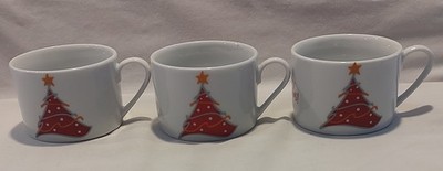 VINTAGE  Christmas Cappuccino Mug Cup -Tree Art Deco - set of three - EUC
