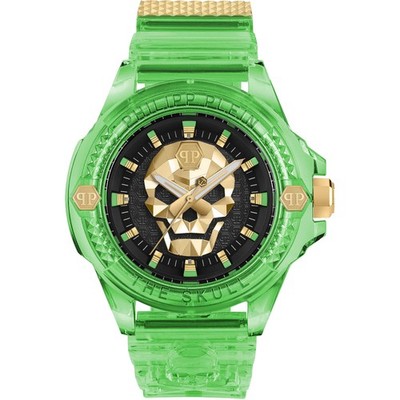 Herrenuhr PHILIPP PLEIN THE SKULL PWWAA0924 Silikon Grun Schwarz