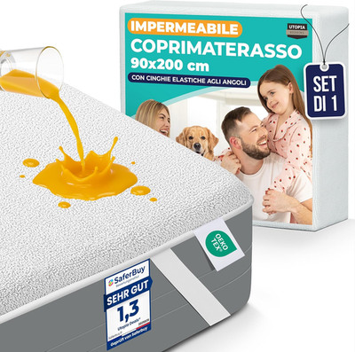Utopia Bedding Einzelmatratzenauflage wasserdicht 90 x 200 cm, 4 Ecken elastisch