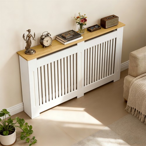 Modern Radiator Cover with Table Top, White Radiator Cabinet, Enclosure for Home - Afbeelding 2 van 28
