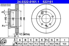 2x ATE Bremsscheibe PowerDisc 24.0322-0161.1 f&uuml;r 28 MERCEDES SPRINTER VW 35 LT 2
