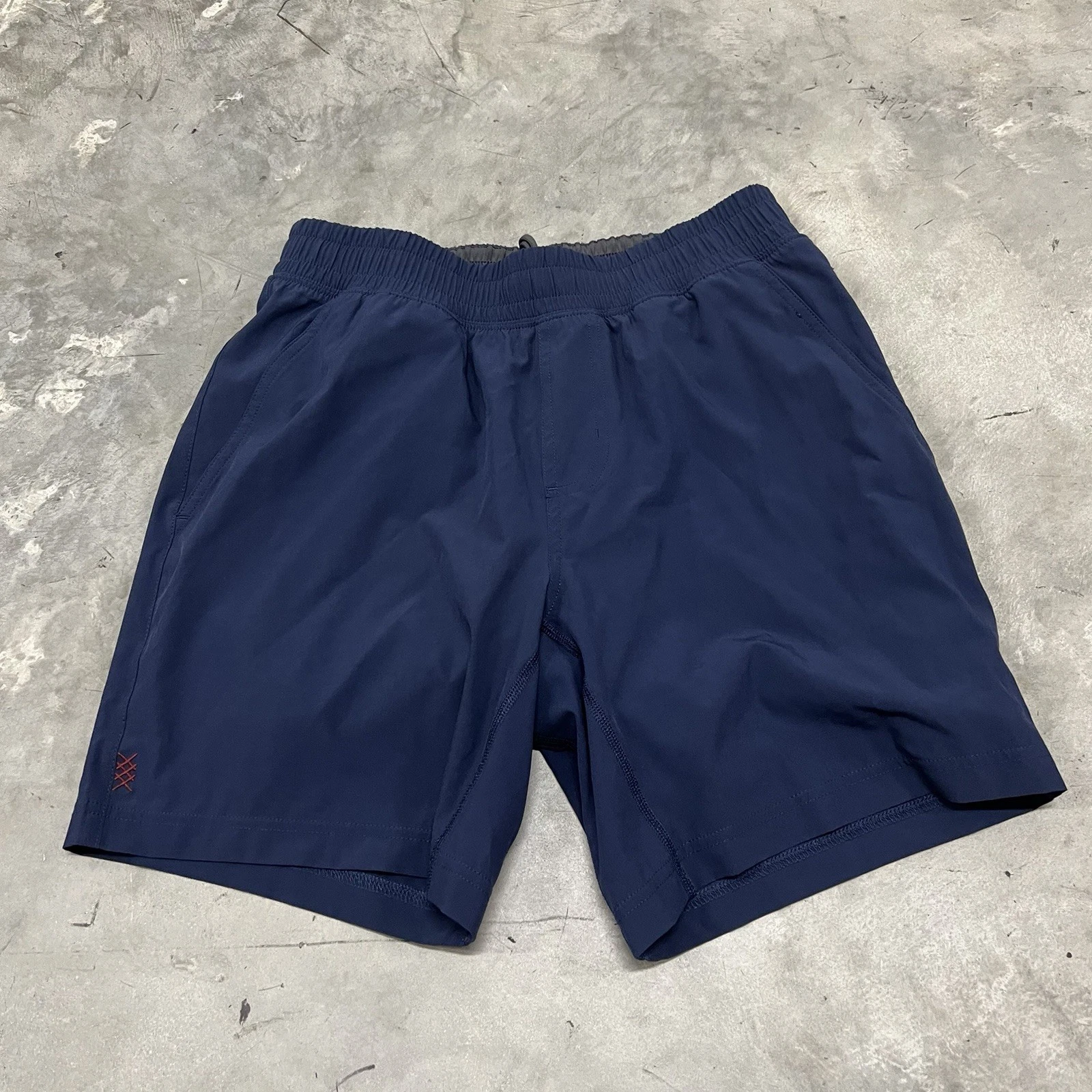 Rhone Shorts Mens Small Navy Mako Lined Gym Running Drawstring 7" Stretch 100010