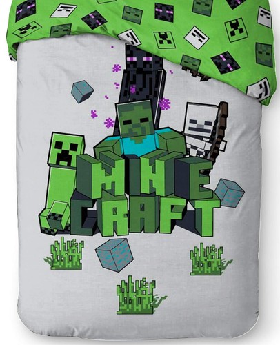 Minecraft "Build & Explore" Wende-Bettwäsche-Set 135x200 80x80 Baumwolle Bettset - Bild 3 von 5