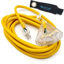 15 ft - 12 Gauge Heavy Duty Extension Cord - 3 Outlet Lighted SJTW - Indoor/O...