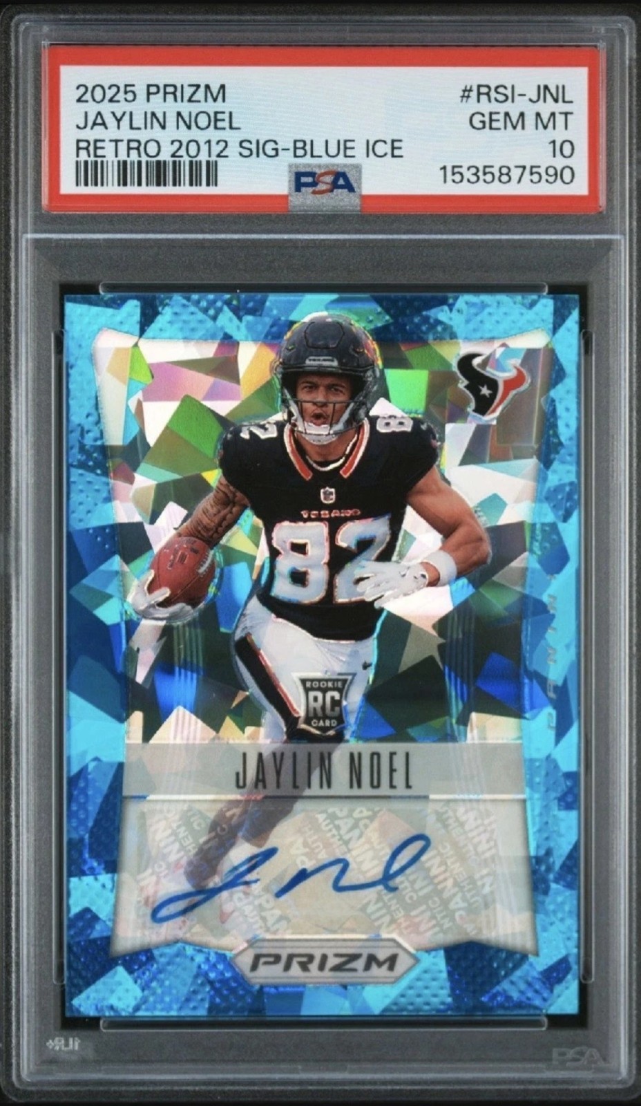 2025 Panini Prizm PSA 10 Jaylin Noel /99 Blue Ice Retro Rookie Auto RC Pop 4