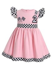 Kids Girls 1st 2nd Birthday Race Car Driver Costume 24 Months Pink 2-year