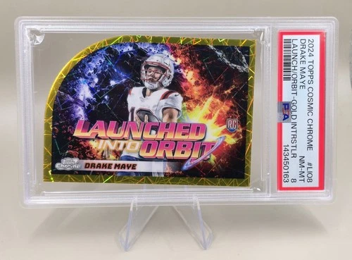 2024 Topps Cosmic Chrome Drake Maye Gold Interstellar /50 Launched Into Orbit RC
