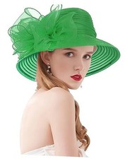 Z X Organza Church Wedding Tea Party Derby Hats for Women 06c Green Fascinator