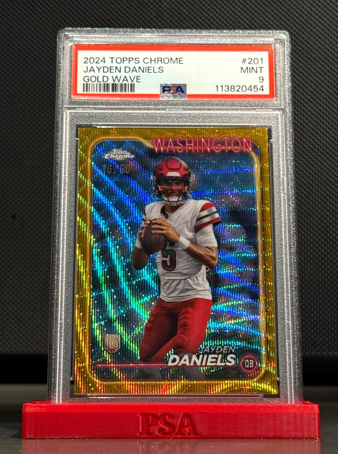 2024 Topps Chrome #201 Jayden Daniels Gold Wave /50 RC PSA 9 Mint