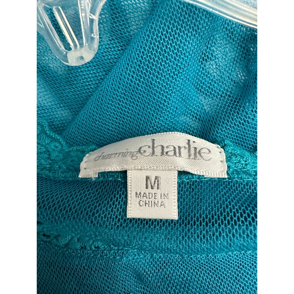 Encantador Top Charlie Mujer Talla M Malla Transparente Bordado Flecos Boho Festival Foto 3 de 4