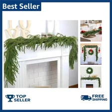 9FT Christmas Norfolk Pine Garland Real Touch Artificial Greenery Pine Needle...