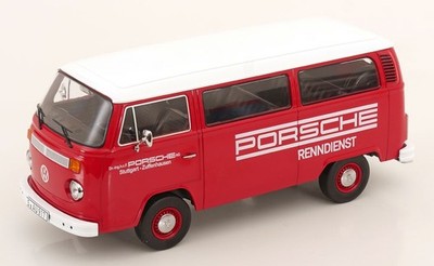 VW Volkswagen T2b Bus Porsche Renndienst 1972 rot/weiß 1:18 KK-Scale KKDC181364