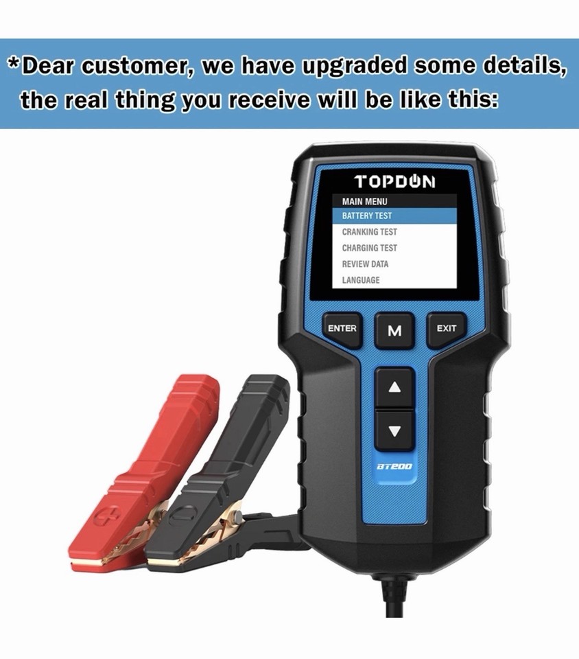 Load Test Sign TOPDON BT200 Battery Tester 12V 24V Cranking Charging Load Test Digital ...