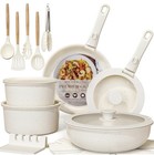 Astercook Ceramic Non-Stick Granite Cookware 21 Pcs Pots & Pans Set NEW White