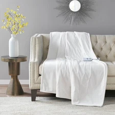 50"x60" Plush Electric Heated Throw Blanket Ivory