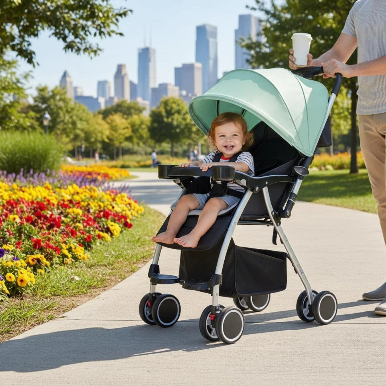 Lightweight Baby Stroller Sit and Lie Down Reversible Seat Stroller for