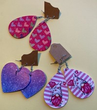 Heart Valentines Day Earrings Love Rainbow New Set Of 3 Holiday Gnomes