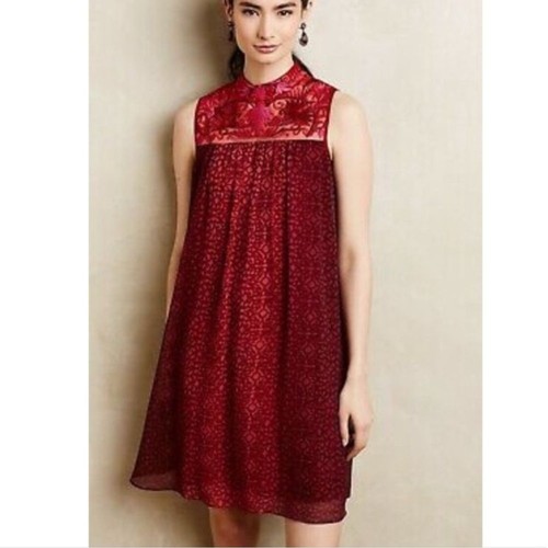 Anthropologie Niki Mahajan Embroidered Ombré Amara Swing Dress size 4 EUC