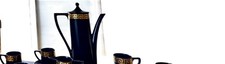 Portmeirion GREEK KEYS Coffee Pot Set By Susan Williams-Ellis Black & Gold 17pc
