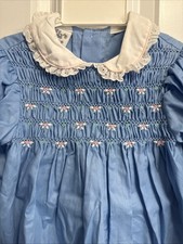 Polly Flinders Brand Blue Long-sleeve Smocked Dress Size 3T Great For Spring