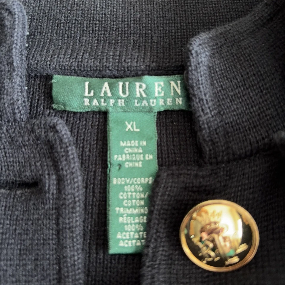 Chaqueta Cárdigan Ralph Lauren Para Mujer Talla XL Negro Dorado Botones Tejido Militar Foto 4 de 4