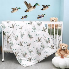 5 Pcs Mallard Duck Crib Bedding Set Include Print Crib Sheets Bed Skirt Comfo...