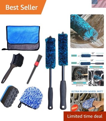 7PCS Car Wheel Rims Detail Cleaning PRO Wash Kit, Wheel Wash Mitt, Tire Brush...