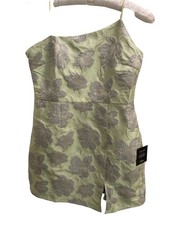 Lulu's Pale Green Floral Jacquard Strapless Mini Dress  Large NWT