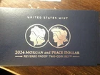 2024-S Reverse Proof $1 Morgan and Peace Silver Dollar 2pc Set Box ,OGP &