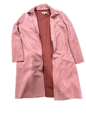 Philosophy Republic Suede Faux Suede Duster Coat Womens M Pink Open Front