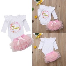 Infant Baby Girls Printed blouse Lace Romper Bodysuit Birthday Clothing Set