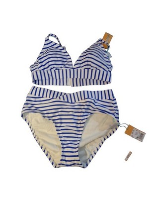 Kona Sol Blue and White Striped Highwasted  Size M