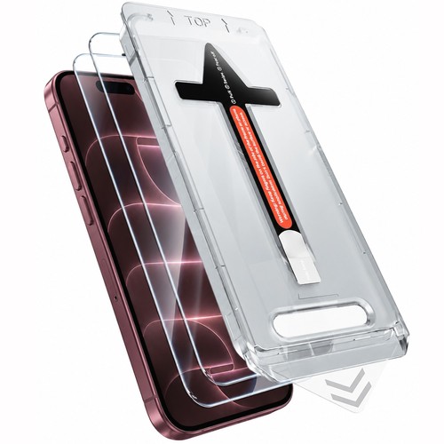 2 Pack iPhone 18 17 16 15 14 13 Pro Max Air Screen Protector GLASS Magic Install - $10.99
