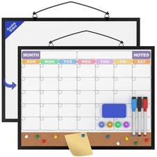 Monthly Dry Erase Board 16x12in Double Sided Whiteboard Corkboard Combo