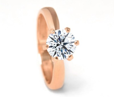 Diamond ladies' ring from 585 Rose Gold with 1.32ct, VS1 brilliant + IGI certificate