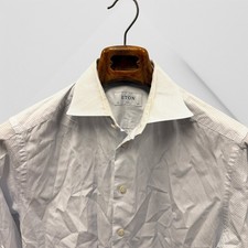 Eton Men Light Blue Micro Print Shirt Slim Fit Classic Collar 39 15.5 20.5x30.5