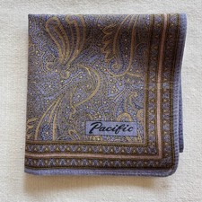 VTG Handkerchief Purple Cotton Brown Paisley Flourish Pattern Pocket Square 16"