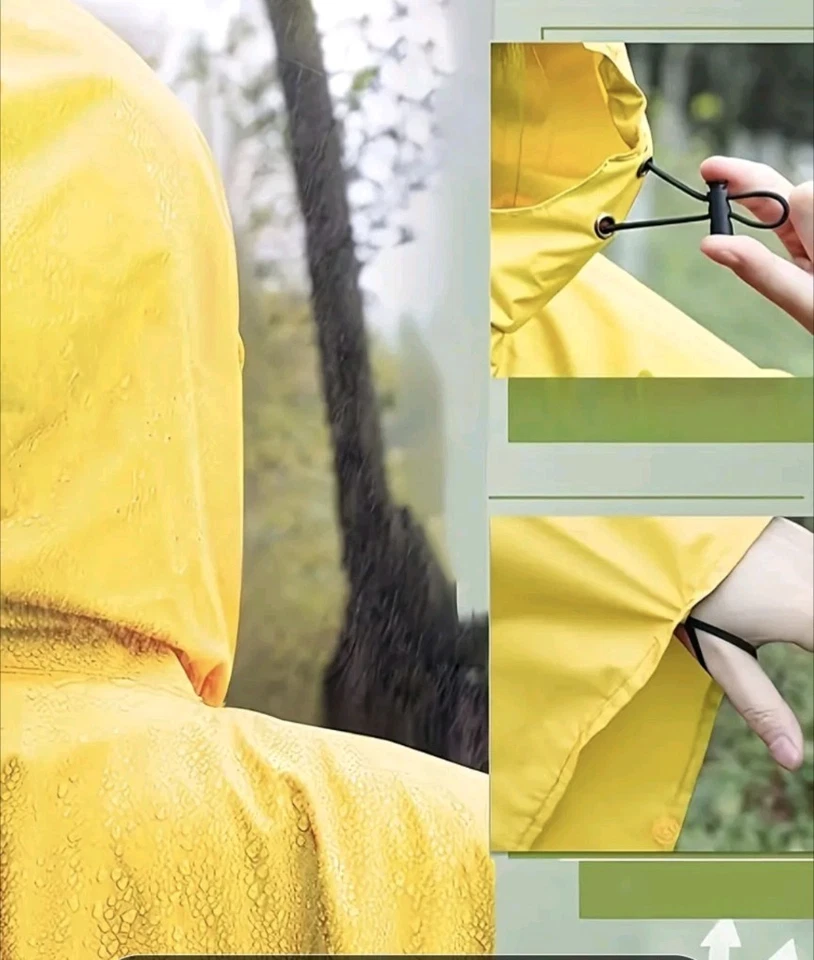 Rain Poncho for Adult, plus Size Rain Coat with Hoods and Sleeves for Men Women. - Image 3 of 3