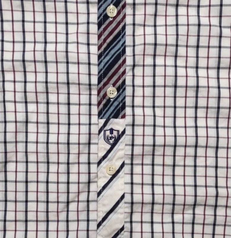 Мужская рубашка Phat Farm размер XL белая синяя в полоску на пуговицах с длинным рукавом хип-хоп - Изображение 4 из 4