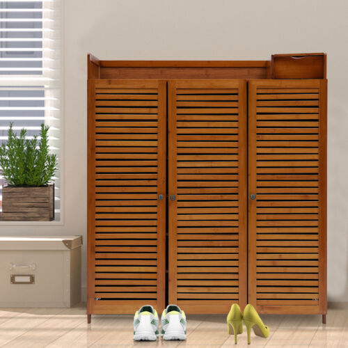 Wooden Shoe Storage Cabinet for Entryway or Closet Organizer-image