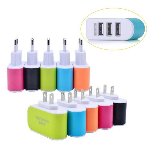 Fast Charger US/European Plug for Phones 3.1A Travel Adapter with 3USB Ports - Afbeelding 1 van 18