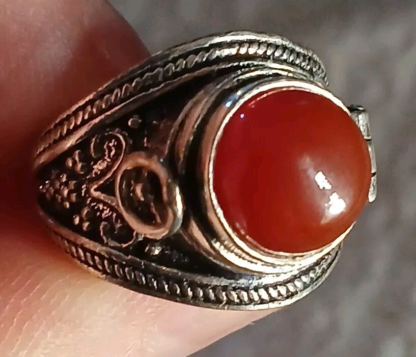 Poision Ring Opens Carnelion Translucent Red Oran… - image 2