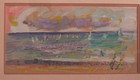 Voiliers au large , Normandie . Tableau d'Yves VANDI peintre du Havre