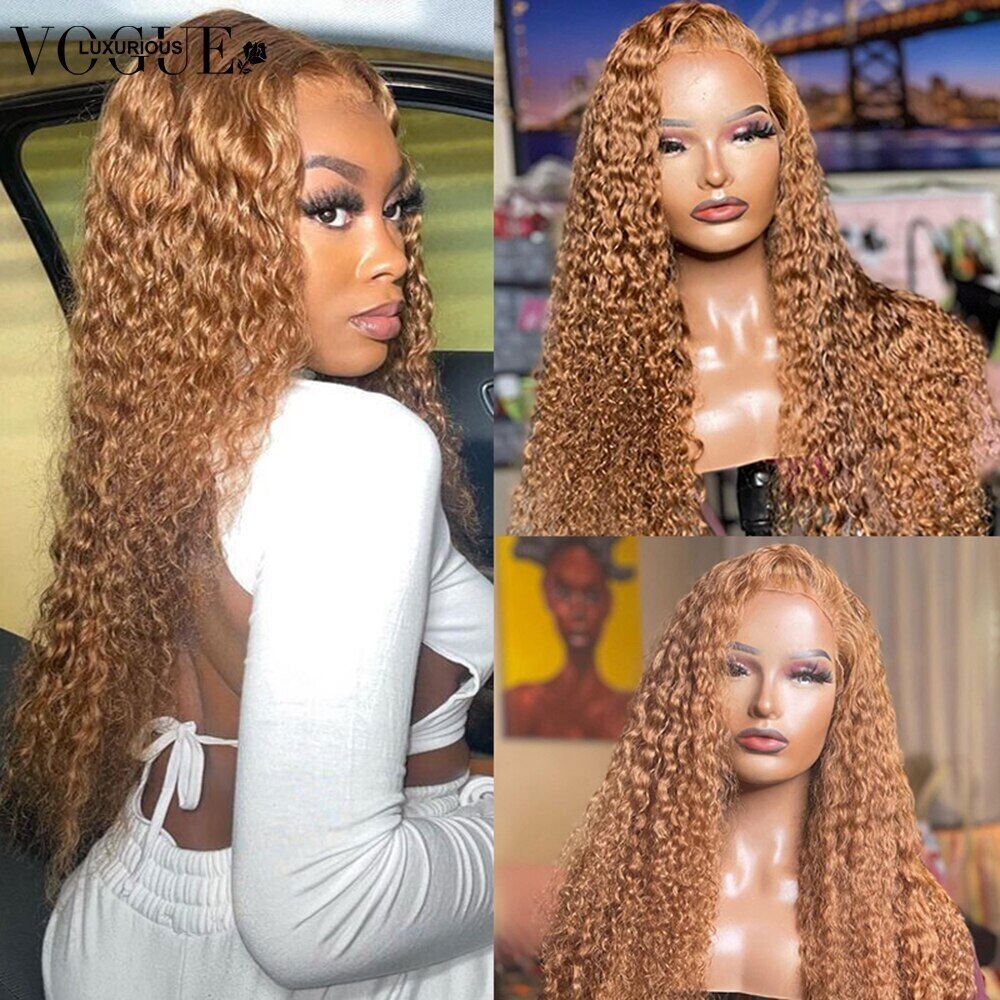 Curly Honey Blonde Lace Front Wig with Transparent Lace and Preplucked Hairline