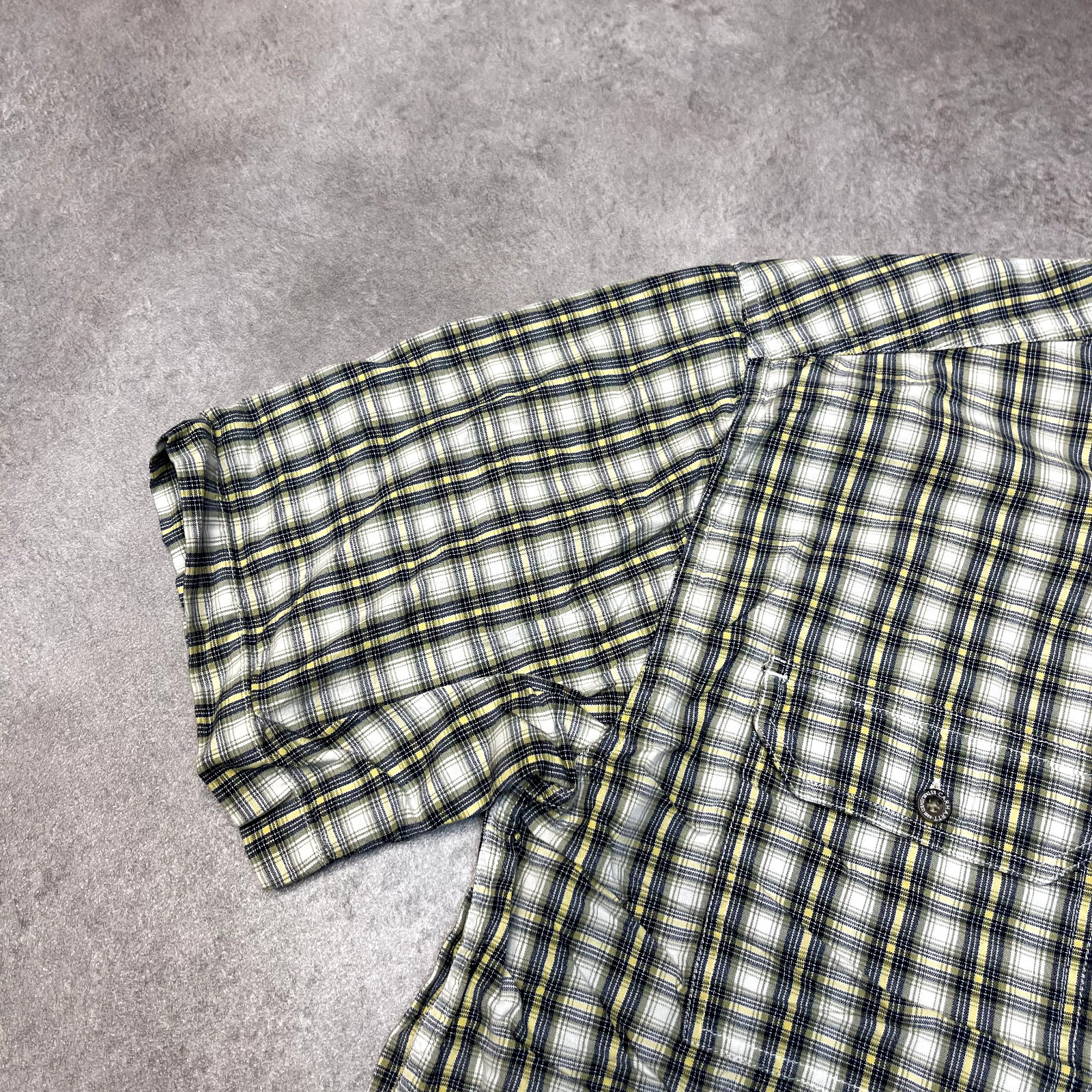 Carhartt Double Pocket Shirt Mens Large Checkered Short Sleeve Button Up, Green image 6