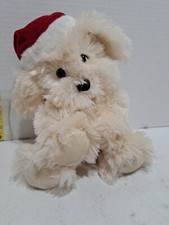DAN DEE Christmas Puppy 7" Plush Dog Santa Hat Maltese White Labrador Cream Mutt