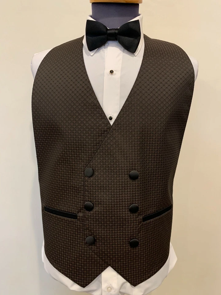 6 Button Double Breasted Geometric Patterned Formal Vest eight different colors  - Image 2 of 4