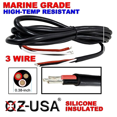 3-Wire 10 ft 14 AWG 12v 24v Insulated Cable Electrical harness marine automotive