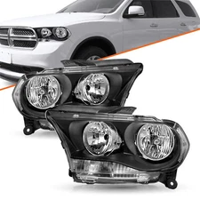 FOR 2011-2013 DODGE DURANGO HEADLIGHTS BLACK HOUSING ASSEMBLY LEFT+RIGHT SIDE