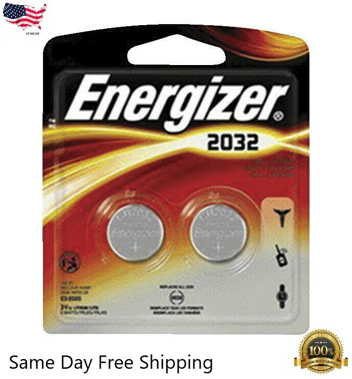 Energizer CR2032 3V Lithium Watch Batteries 2 Pack New Exp. 03/2030